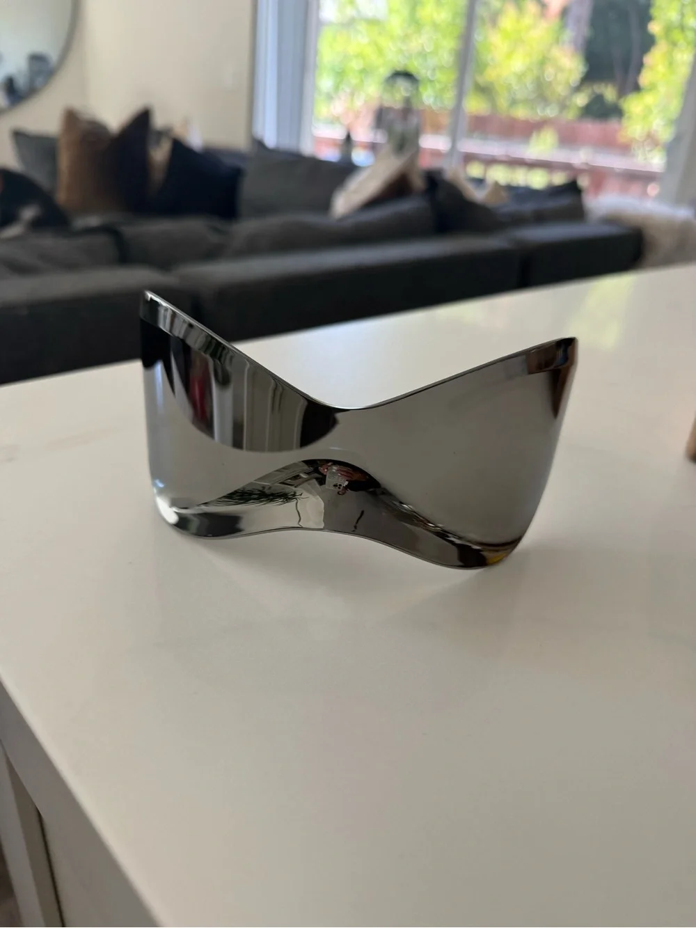Futuristic Chrome Shield Visor Sunglasses | Festival Y2K Silver Mirror